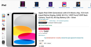 listing showing a badge on Amazon that shows that the iPad is the lowest price in 30 days