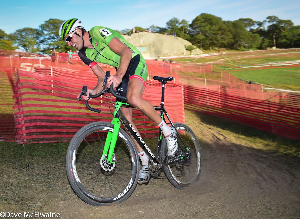 Ryan Trebon (Cannondale) working his way back through the field after suffering a puncture