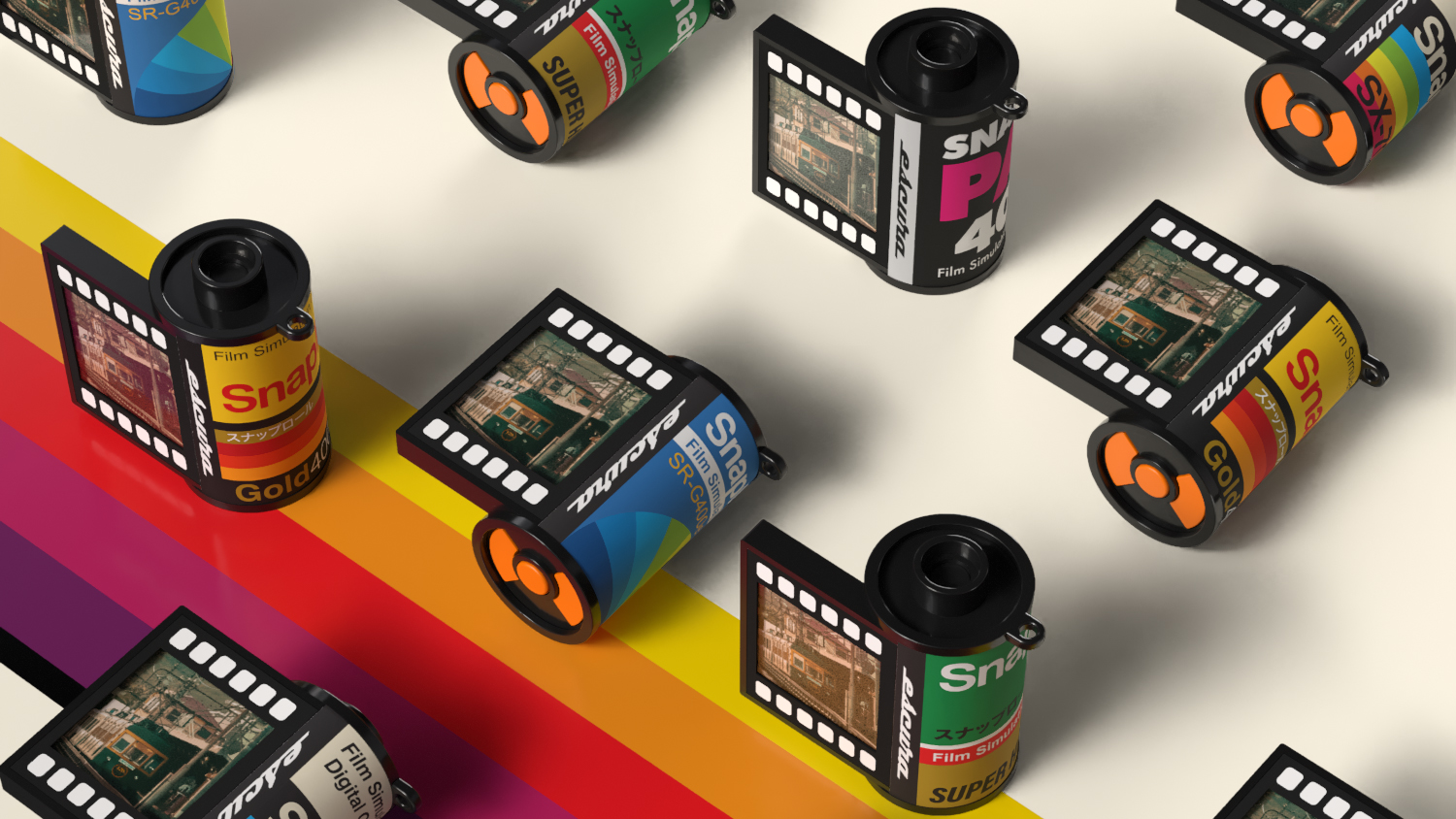 A display of Escura SnapRoll cameras