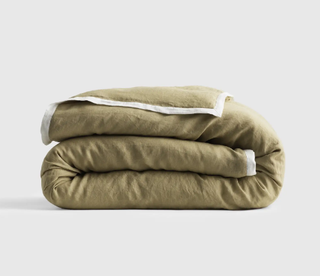 European Linen Contrast Flange Duvet Cover