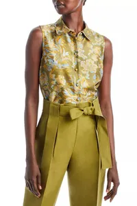 Lafayette 148 New York Printed Sleeveless Shirt $698 $489 | Bloomingdale's
