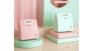 The Apollo Box skincare fridge in pink and green