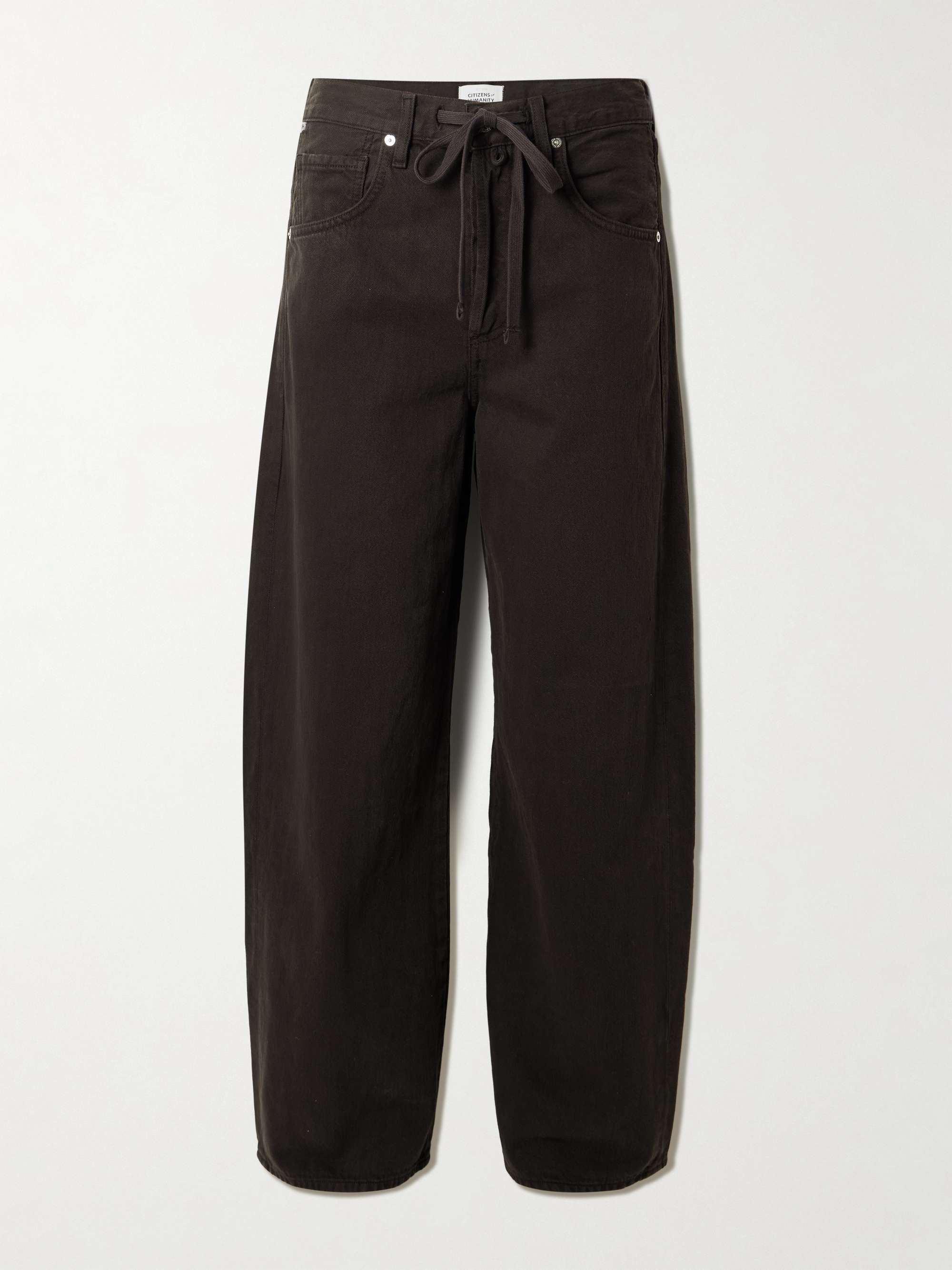 Brynn Drawstring Mid-Rise Wide-Leg Jeans