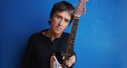 Johnny Marr pictured with one of his many Fender Jaguars.