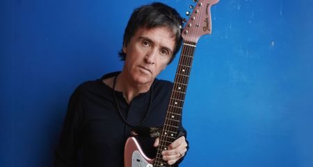 Johnny Marr pictured with one of his many Fender Jaguars.