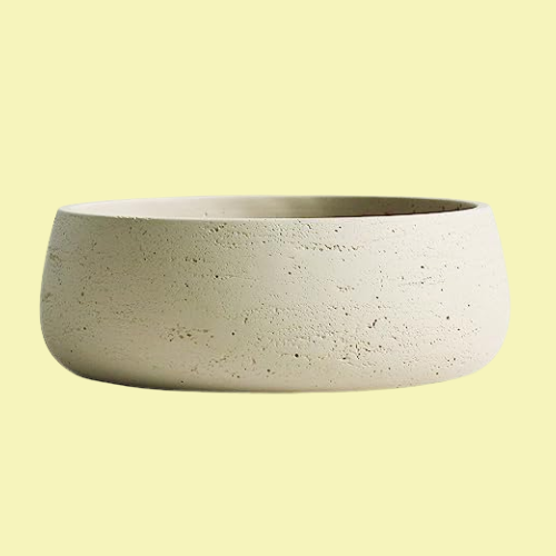 Olly &amp;amp; Rose Ivory Home Decor Ceramic Planter Bowl - Shallow Indoor and Outdoor Plant Pot - Decorative Flower Pot and Garden Bowl (28.5cm)