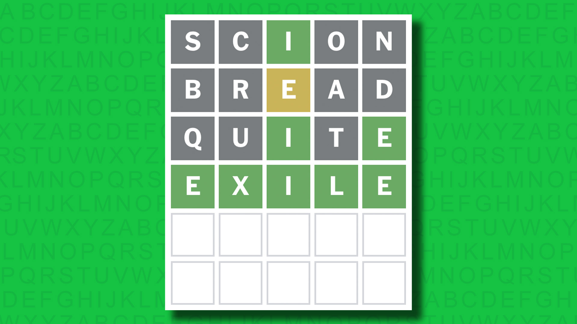 NYT Wordle answers for game 1484 on a green background