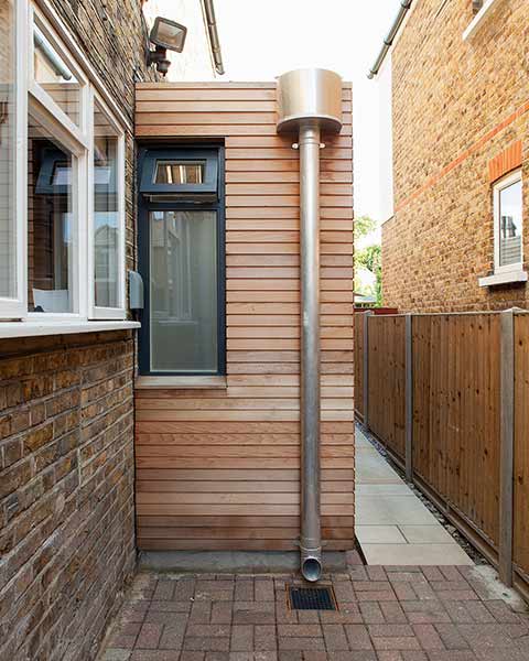 Rainwater goods incorporated into house design