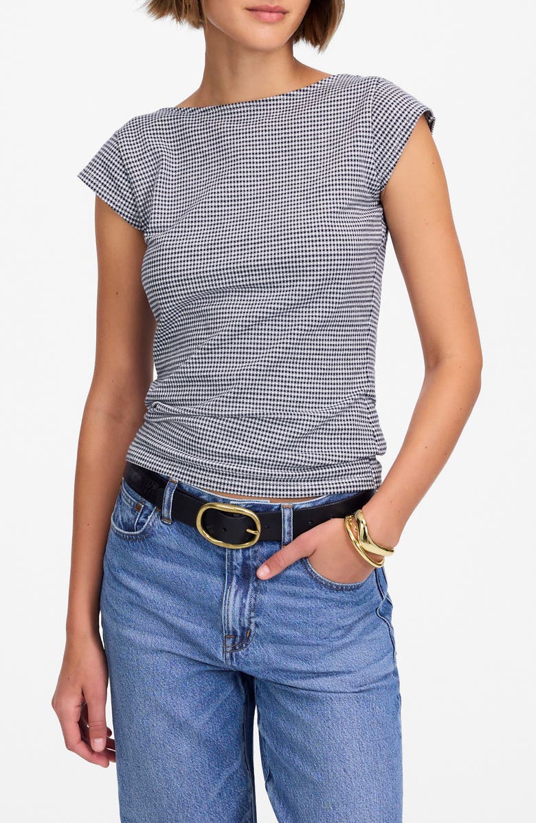 Gingham Low Back Cap Sleeve Top