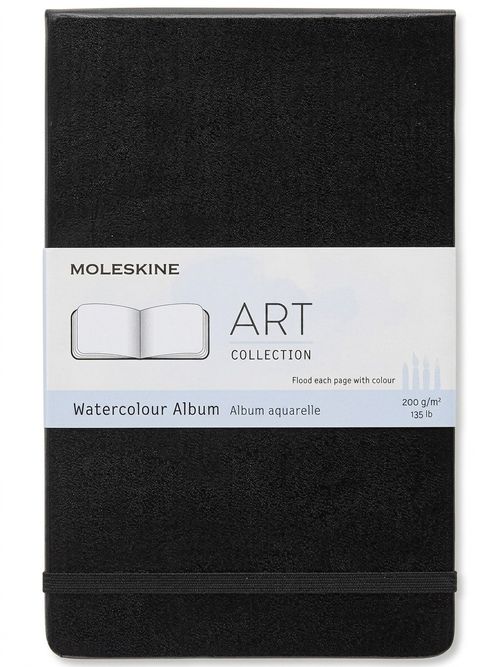 Art Watercolor Album, Hard Cover, Large (5" X 8.25") Plain/blank, Black, 72 Pages