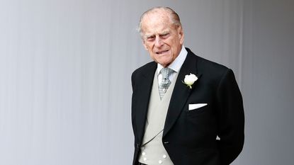 Prince Philip, Duke of Edinburgh attends the wedding of Princess Eugenie of York to Jack Brooksbank at St. George's Chapel on October 12, 2018 in Windsor, England