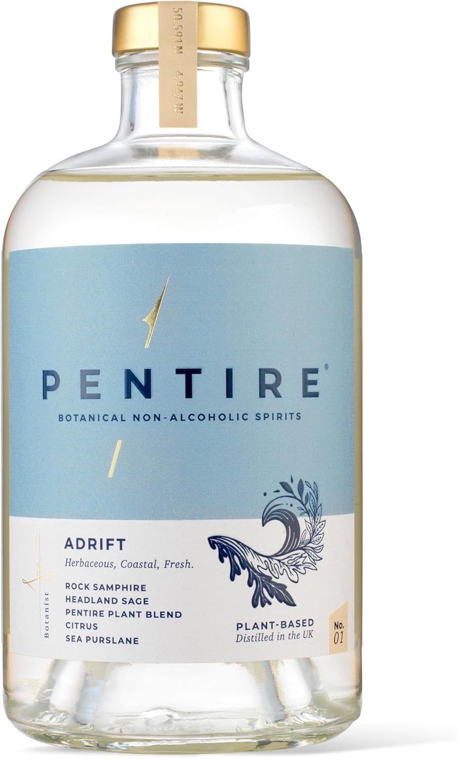 Pentire Adrift 70cl - Botanical Alcohol Free Gin - Distilled From Native Cornish Plants - No Added Sugar - Vegan - No Artificial Flavours &amp;amp; Colourings - Non Alcoholic Gin Visit the Pentire Store