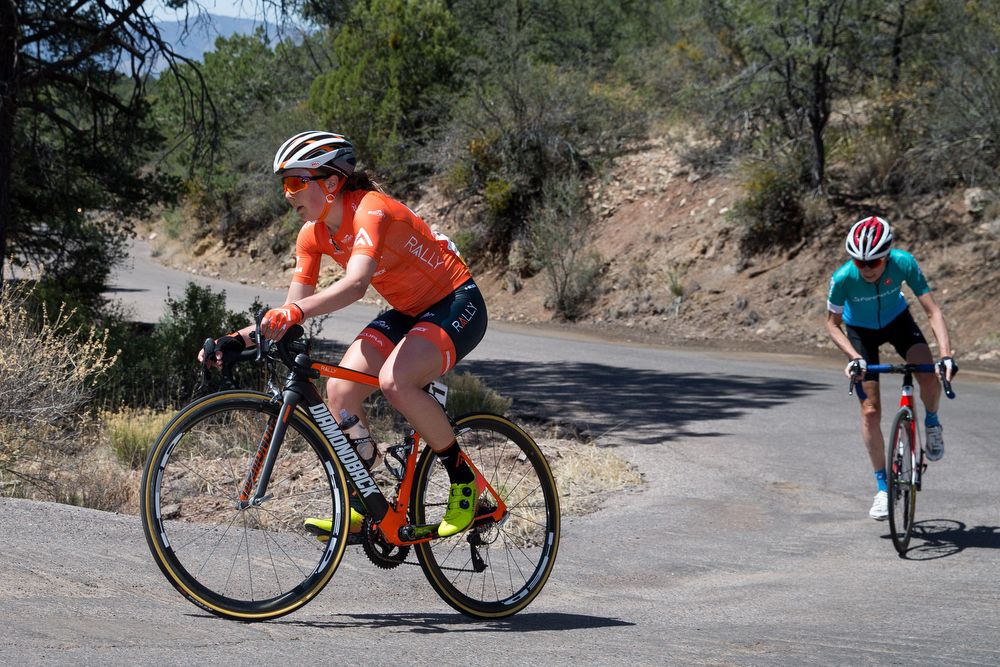Sara Poidevin (Rally Cycling) tries to chase on the climb during stage 1 of the Tour of The Gila on April 18, 2018 in Silver City