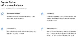 Square's webpage discussing its ecommerce features