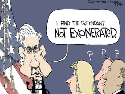 Political Cartoon U.S. Mueller Statement Trump Not Exonerated