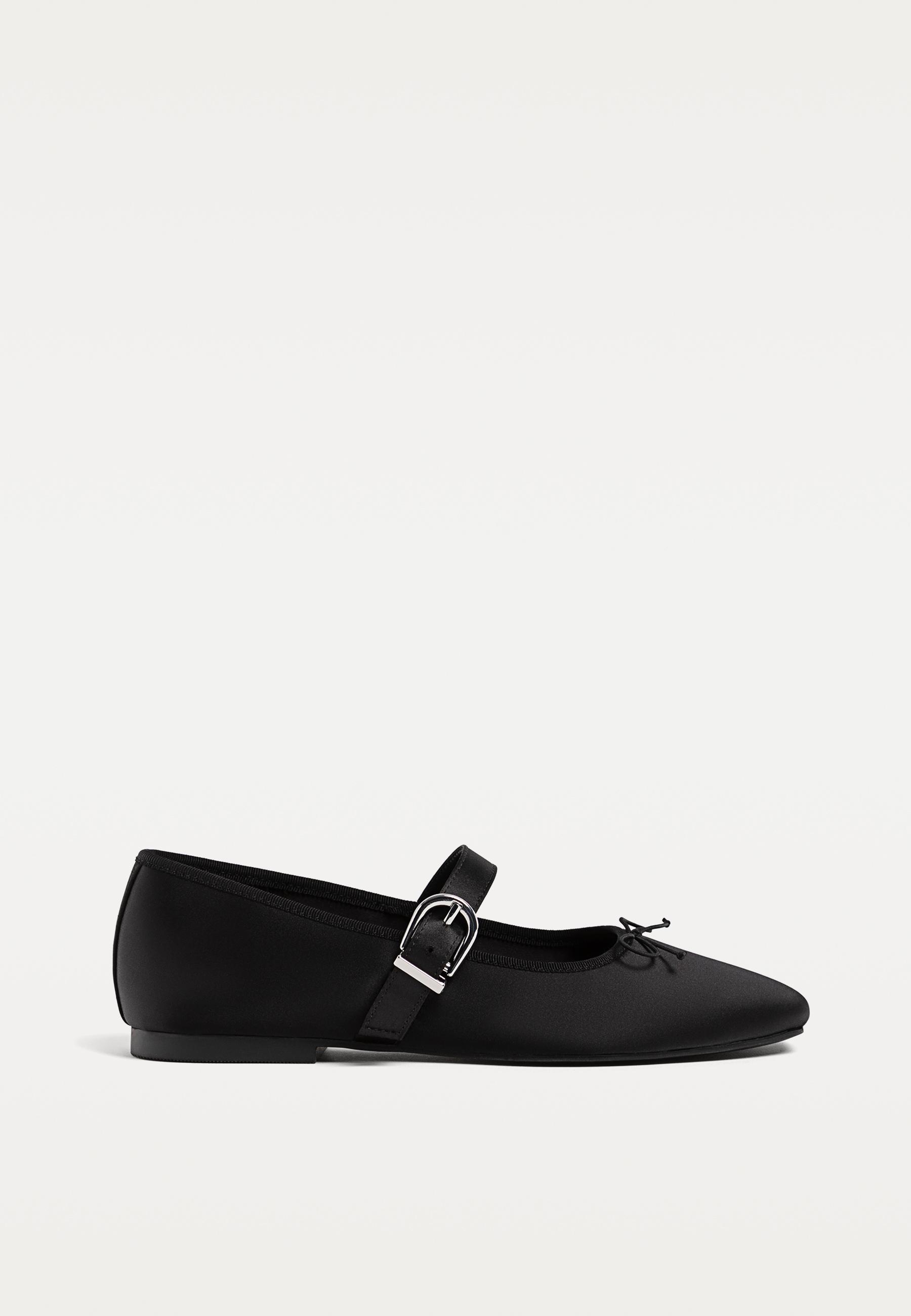 Satin Ballet Flats With Bow
