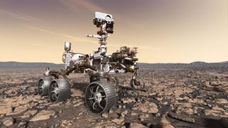 An artist's concept of the upcoming Mars 2020 rover.