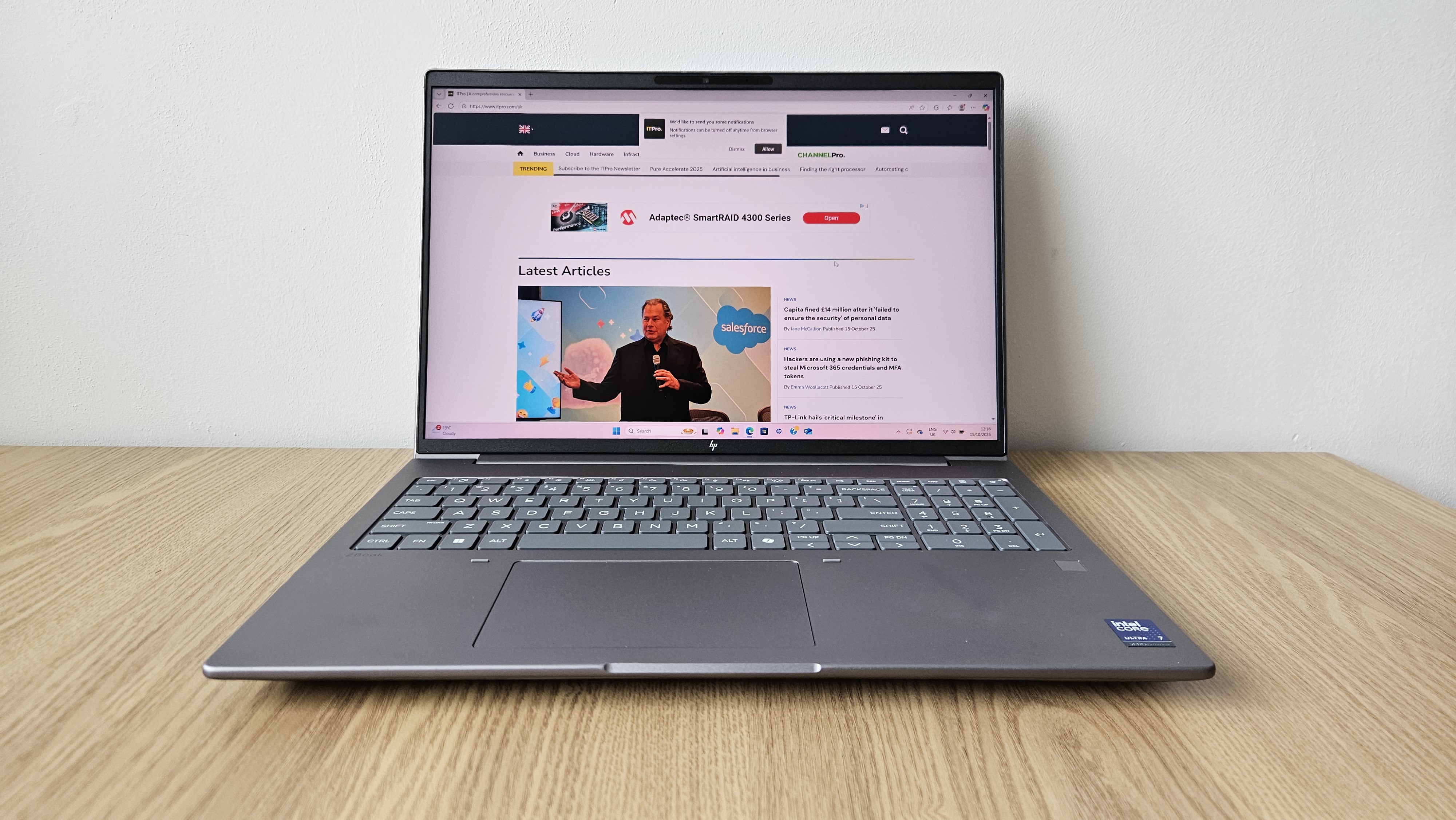 The HP ZBook G1i on a desk