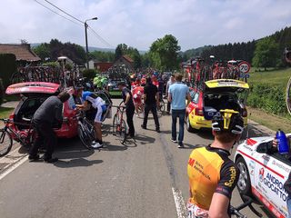 Chaos as a huge crash stalls the Belgium Tour