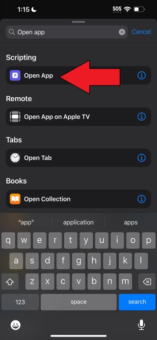 Open App option in iOS