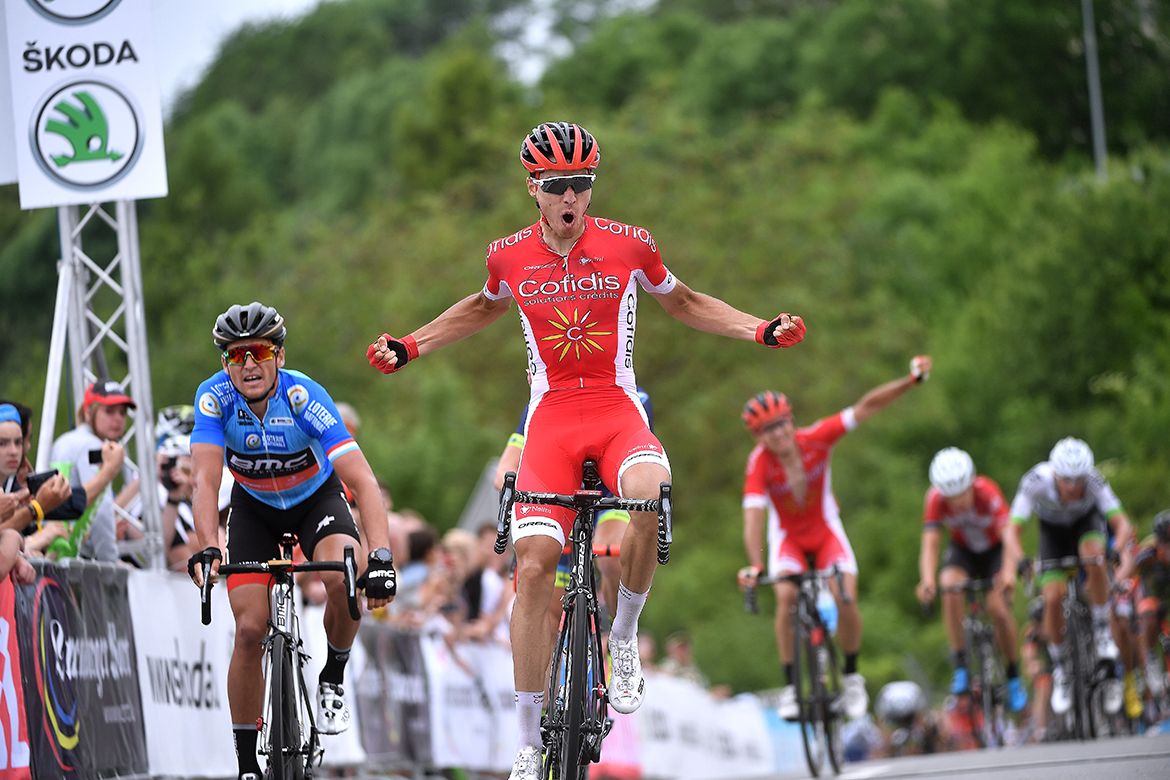 Anthony Perez celebrates his Tour de Luxembourg stage win.