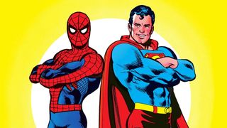 Spider-Man side-by-side with Superman.