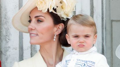 london, united kingdom june 08 embargoed for publication in uk newspapers until 24 hours after create date and time prince william, duke of cambridge, catherine, duchess of cambridge and prince louis of cambridge stand on the balcony of buckingham palace during trooping the colour, the queens annual birthday parade, on june 8, 2019 in london, england the annual ceremony involving over 1400 guardsmen and cavalry, is believed to have first been performed during the reign of king charles ii the parade marks the official birthday of the sovereign, although the queens actual birthday is on april 21st photo by max mumbyindigogetty images