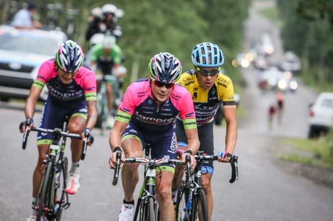 Chris Horner (Lampre-Merida) leads up the final climb