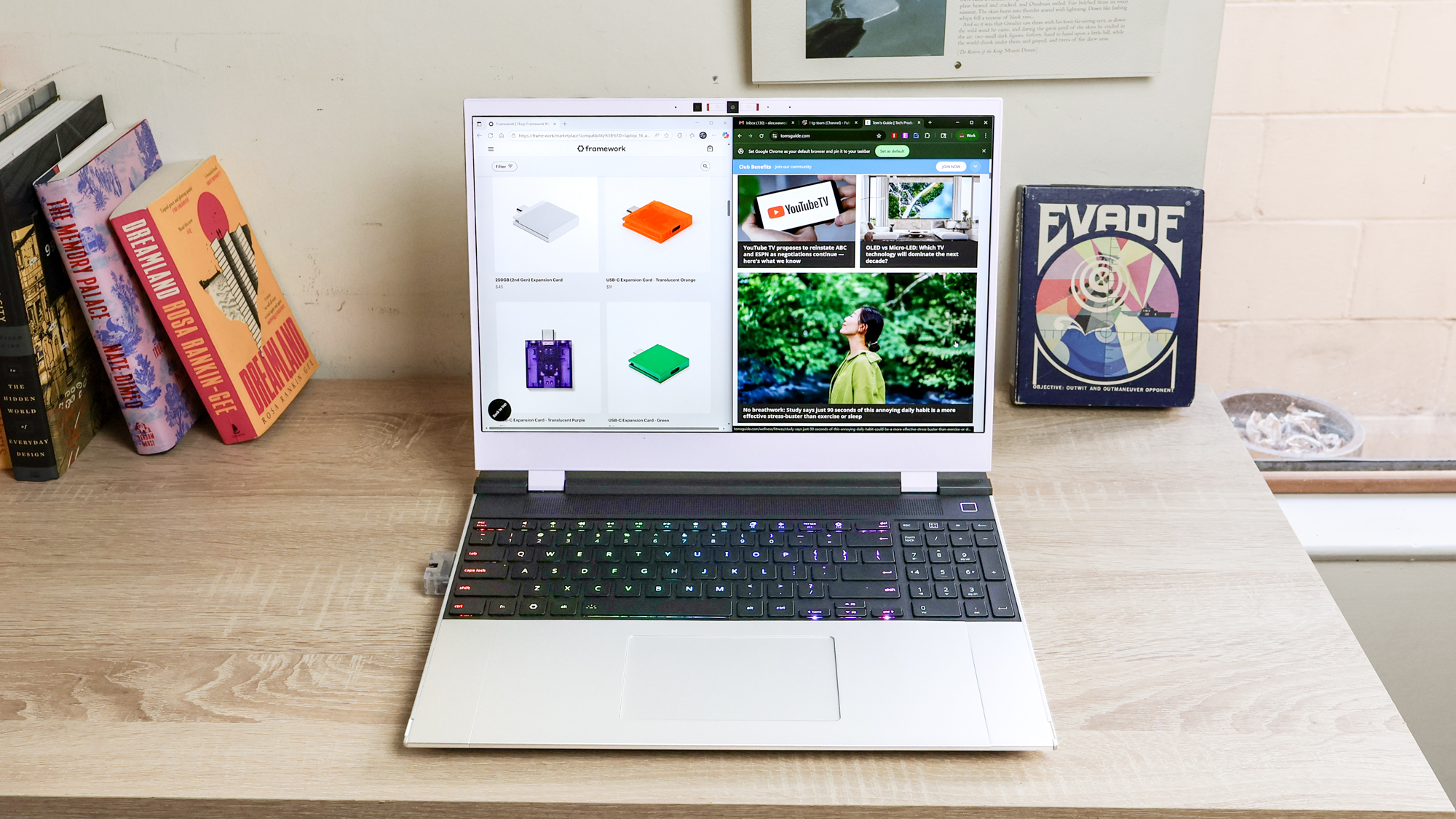 Framework Laptop 16 (2025) review unit on a table