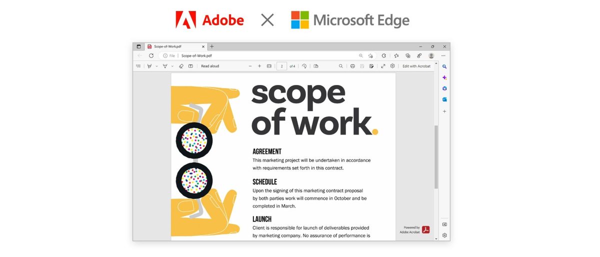 Adobe Acrobat PDF editor in Microsoft Edge