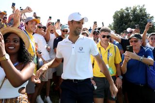 Novak Djokovic meeting fans at the Ryder Cup