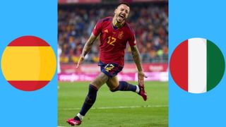 Partido España Italia - Joselu celebrando un gol