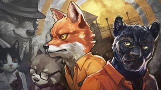 A fox and a panther in orange prison jumpsuits