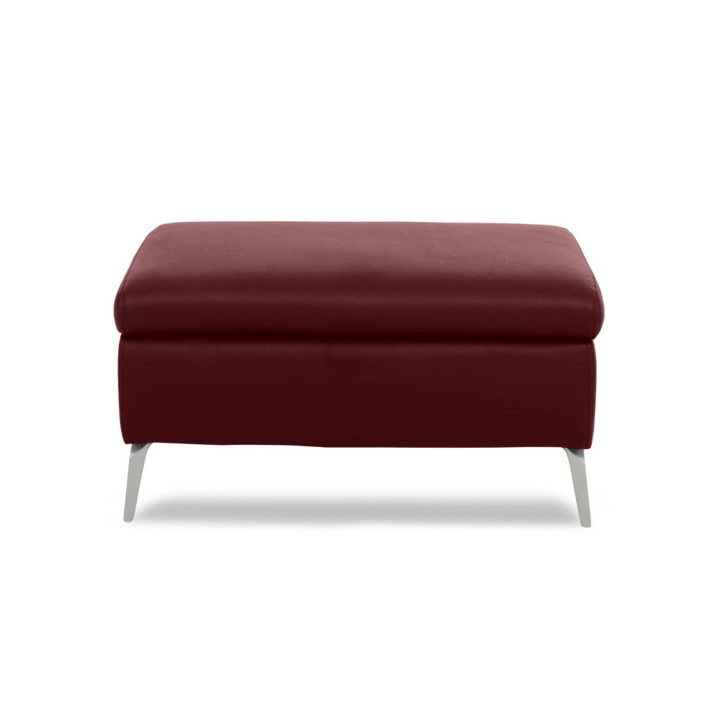 Daytona Leather Storage Footstool in Ruby
