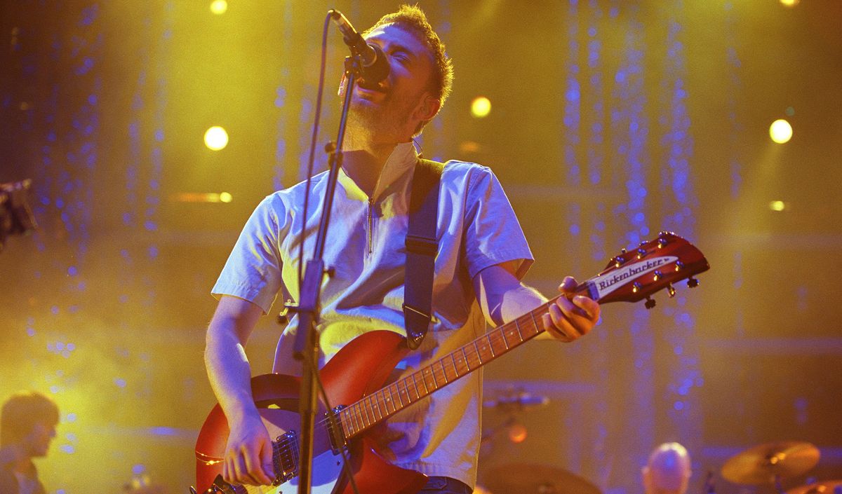 Thom Yorke performs with Radiohead in 2001 in San Francisco