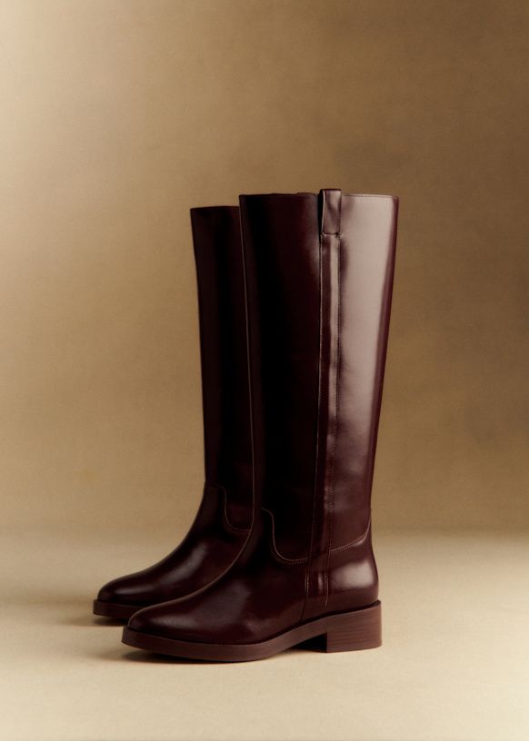 Bridget Knee Boots - Glossy Chocolate - Bovine Leather - Sézane