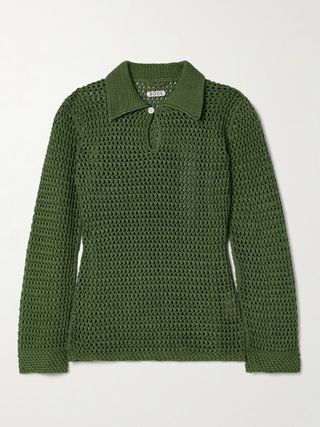 Willows Crocheted Cotton Polo Shirt
