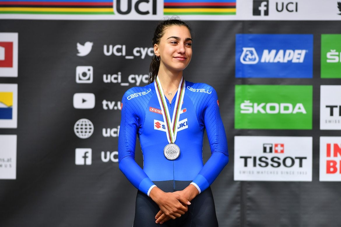 Camilla Alessio (Italy) took silver in the junior women's time trial in Innsbruck.