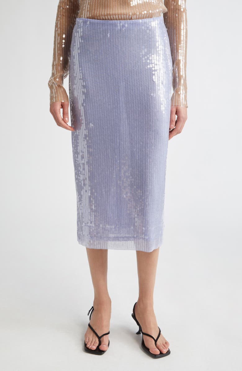 Sheer Sequin Pencil Skirt