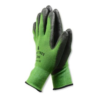 green and black Pine Tree Tools Gardening Gloves on a white background