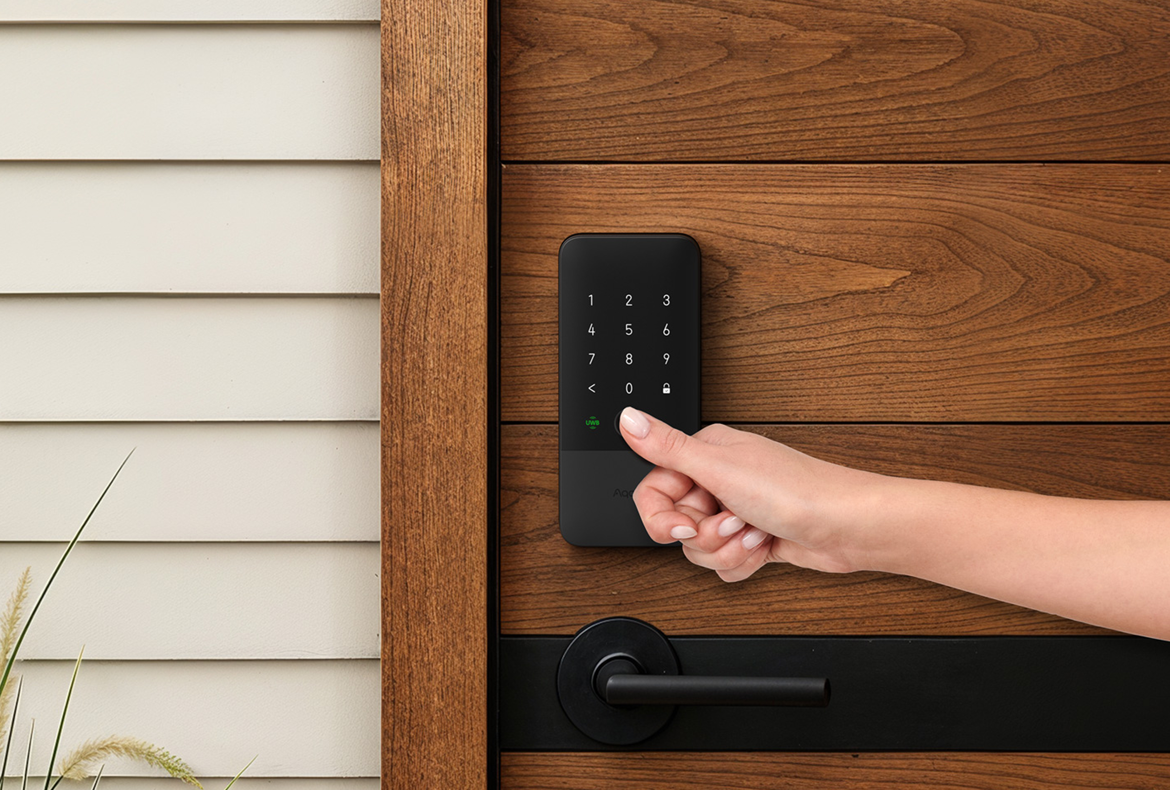Aqara smart locks on a door