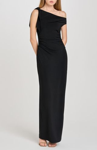 Say Less Ruched One-Shoulder Maxi Dress