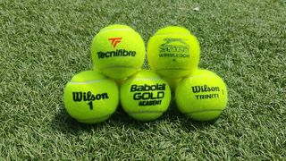 group shot of tennis balls