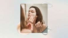 A woman washing her face with a creamy cleanser