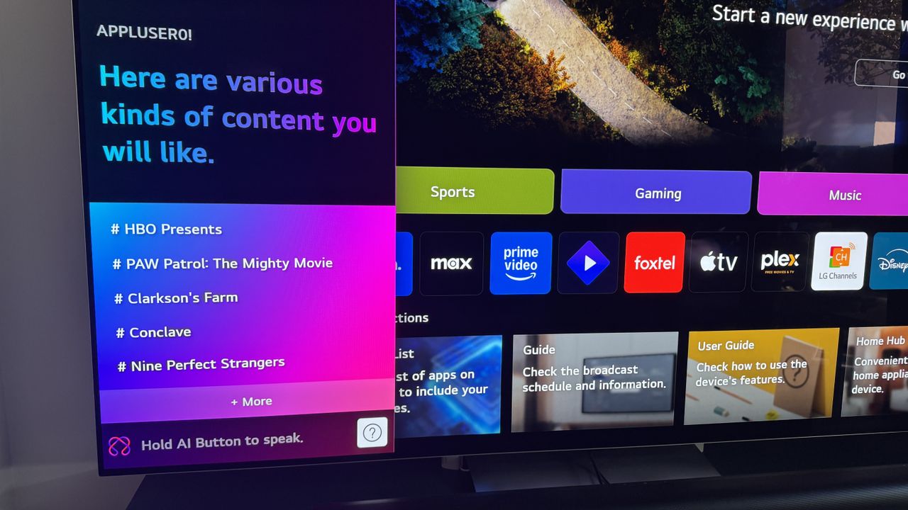 LG Chatbot box open on LG G5 OLED TV