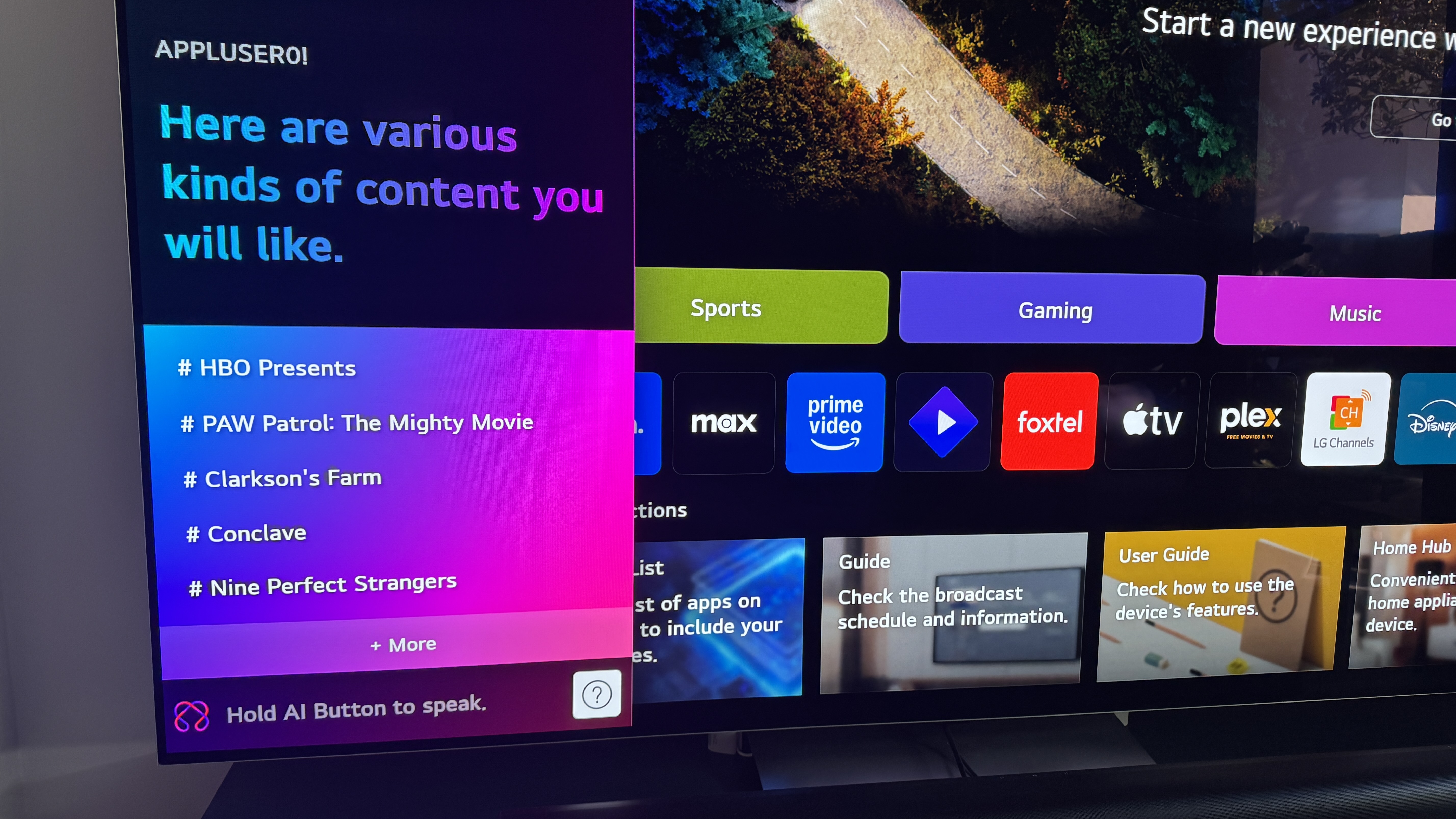 LG Chatbot box open on LG G5 OLED TV