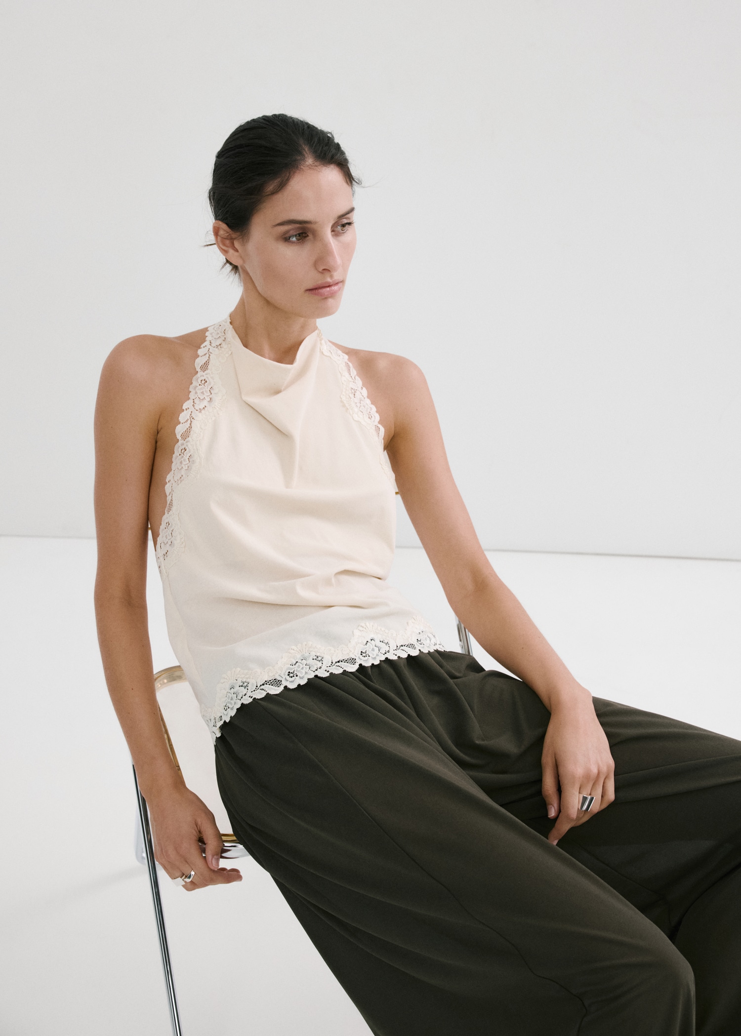 MANGO Halter-Neck Lace Top - Women | Mango Usa