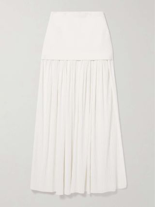 Paige Pleated Crepon and Stretch-Knit Maxi Skirt