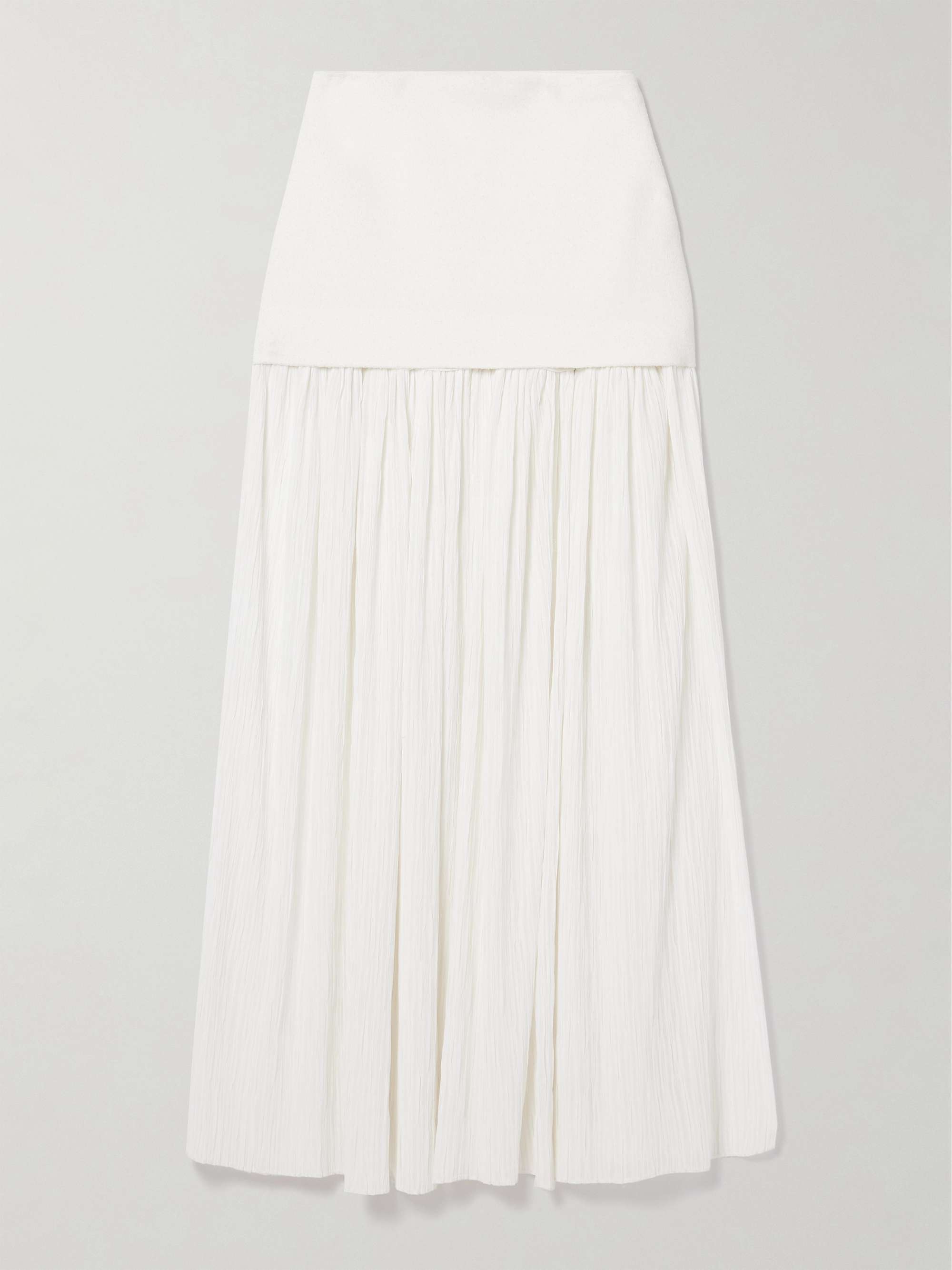 Paige Pleated Crepon and Stretch-Knit Maxi Skirt