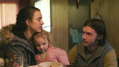 maid l to r margaret qualley as alex, rylea nevaeh whittet as maddy, and nick robinson as sean in episode 108 of maid cr courtesy of netflix © 2021